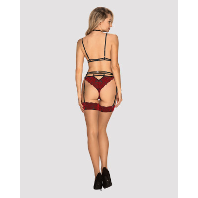Комплект кружевной с поясом для чулок Obsessive Sugestina 3-pcs set L/XL Комплект кружевной с поясом для чулок Obsessive Sugestina 3-pcs set L/XL