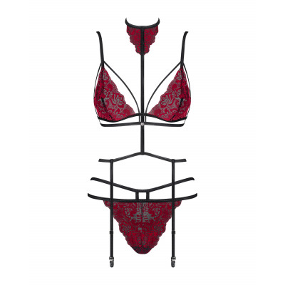 Комплект кружевной с поясом для чулок Obsessive Sugestina 3-pcs set L/XL Комплект кружевной с поясом для чулок Obsessive Sugestina 3-pcs set L/XL