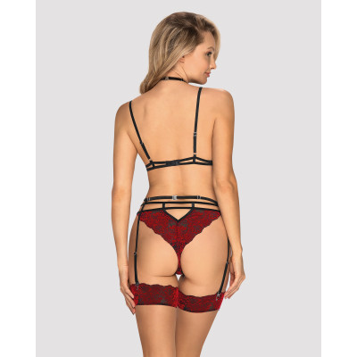 Комплект кружевной с поясом для чулок Obsessive Sugestina 3-pcs set L/XL Комплект кружевной с поясом для чулок Obsessive Sugestina 3-pcs set L/XL