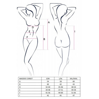 Корсет-сорочка з пажами MADDIE CORSET black XXL/XXXL - Passion, трусики Корсет-сорочка з пажами MADDIE CORSET black XXL/XXXL - Passion, трусики