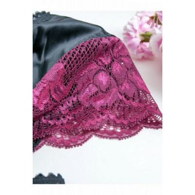 Халат Obsessive 842-PEI-1 S/M черный-розовый