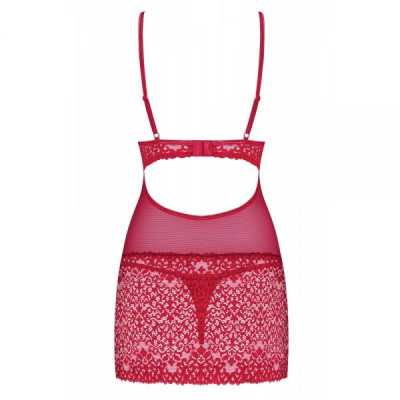 Сексуальное платье Obsessive Lividia chemise & thong red L/XL