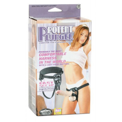 Страпон POTENT PLUNGER HARNESS WITH 8 VIBRATOR