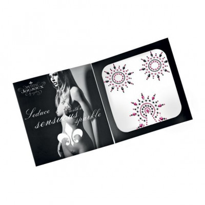 Пестіс з кристалів Petits Joujoux Gloria set of 3 - Black/Pink, прикраса на груди та вульву Пестіс з кристалів Petits Joujoux Gloria set of 3 - Black/Pink, прикраса на груди та вульву