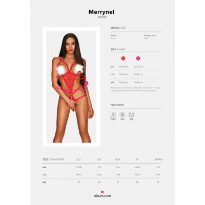 Комплект-боди Obsessive Merrynel set Red S/M