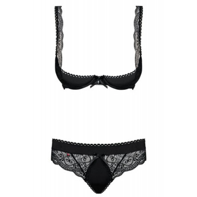 Комплект Obsessive MIAMOR SET S/M черная открыт,грудь