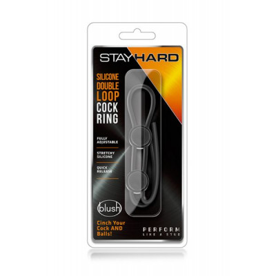 T331085 Регулируемое эрекционное кольцо STAY HARD DOUBLE LOOP BLACK
