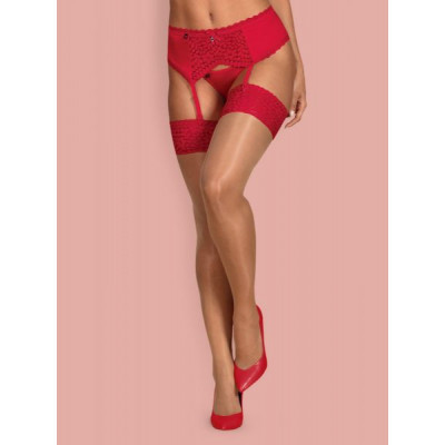 Чулки Obsessive Jolierose stockings red L/XL
