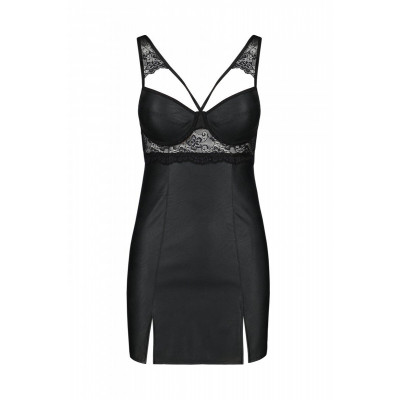 Бебі-дол з еко-шкіри та мережива Loona Chemise black XXL/XXXL - Passion Бебі-дол з еко-шкіри та мережива Loona Chemise black XXL/XXXL - Passion