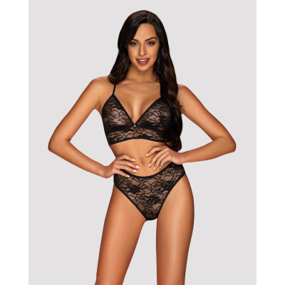 Комплект ажурный Obsessive Kokietta set Black S/M