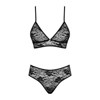 Комплект ажурный Obsessive Kokietta set Black S/M