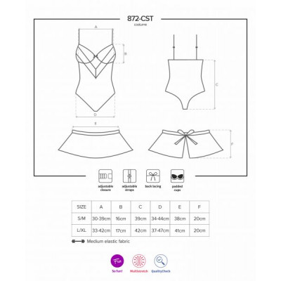 Костюм горничной Obsessive 872-CST-6 3-pcs costume S/M