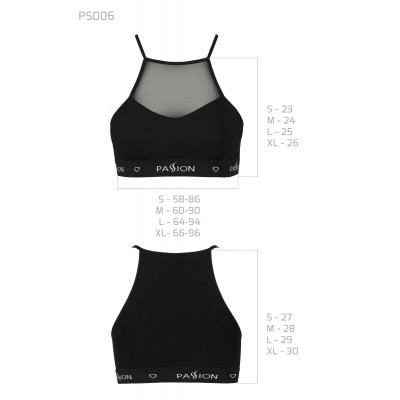 Спортивний топ з прозорою вставкою Passion PS006 TOP black, size S Спортивний топ з прозорою вставкою Passion PS006 TOP black, size S