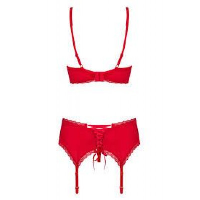 Комплект Obsessive Jolierose 3-pcs set red S/M