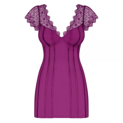 Сорочка Obsessive Moketta chemise & thong purple L/XL