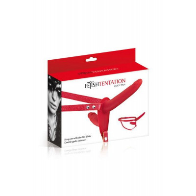 Подвійний страпон Fetish Tentation Strap-On with Double Dildo Red Подвійний страпон Fetish Tentation Strap-On with Double Dildo Red