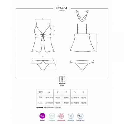Комплект Obsessive 851-CST-3 costume Red® S/M 4 предмета