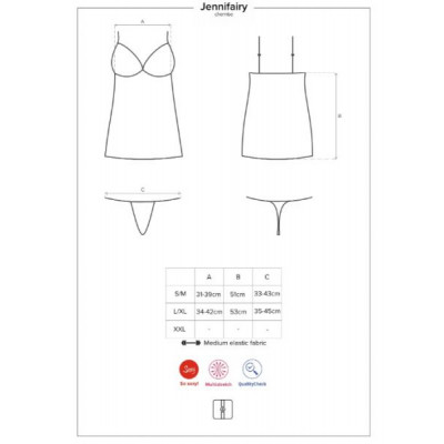Сорочка и стринги черные Jennifairy chemise S/M Сорочка и стринги черные Jennifairy chemise S/M