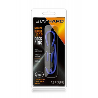 T331084 Регулируемое эрекционное кольцо STAY HARD DOUBLE LOOP BLUE
