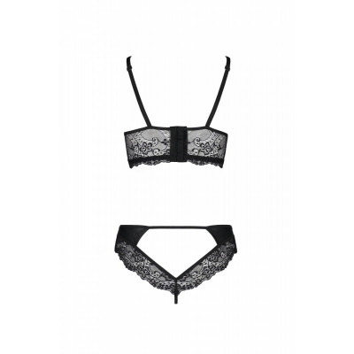 Комплект з еко-шкіри та мережива Loona Set black L/XL - Passion, бра і трусики