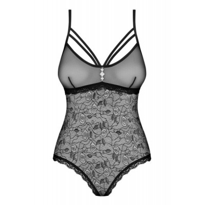 Боди Obsessive 818-TED-1 черный с вышивкой S/M