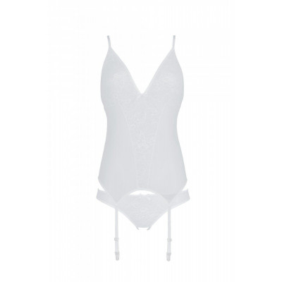 Корсет із пажами, трусики з ажурним декором та відкритим кроком Ursula Corset white L/XL — Passion Корсет із пажами, трусики з ажурним декором та відкритим кроком Ursula Corset white L/XL — Passion