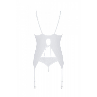 Корсет із пажами, трусики з ажурним декором та відкритим кроком Ursula Corset white L/XL — Passion Корсет із пажами, трусики з ажурним декором та відкритим кроком Ursula Corset white L/XL — Passion