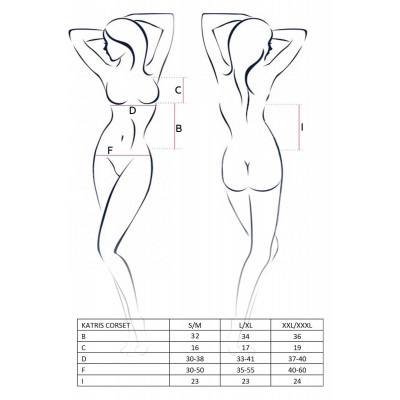 Корсет з пажами KATRISS CORSET black L/XL - Passion, трусики, шнурівка Корсет з пажами KATRISS CORSET black L/XL - Passion, трусики, шнурівка