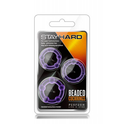 Набор эрекционных колец STAY HARD BEADED PURPLE