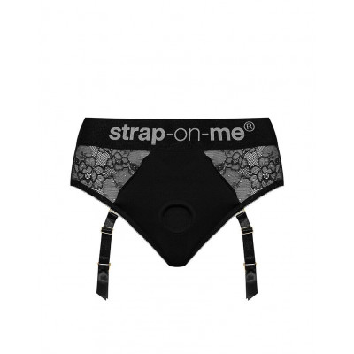 Кружевные трусы для страпона с подвязками для чулок Strap-On-Me DIVA HARNESS - XL Кружевные трусы для страпона с подвязками для чулок Strap-On-Me DIVA HARNESS - XL