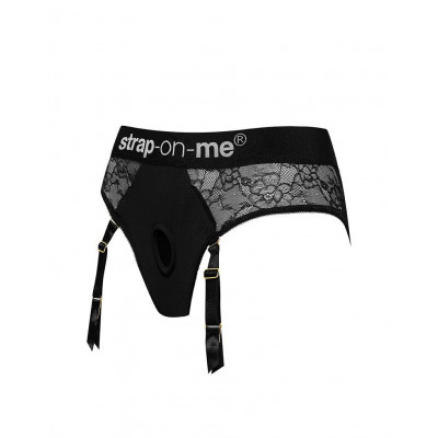 Кружевные трусы для страпона с подвязками для чулок Strap-On-Me DIVA HARNESS - XL Кружевные трусы для страпона с подвязками для чулок Strap-On-Me DIVA HARNESS - XL
