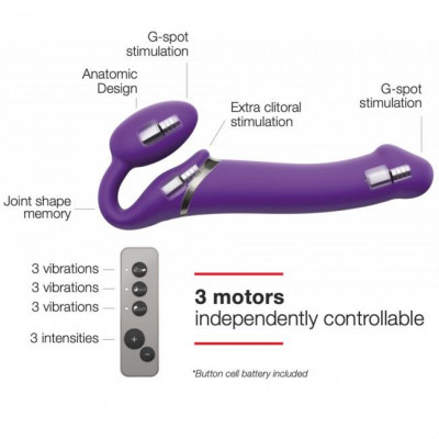 Безремневой страпон с вибрацией Strap-On-Me Vibrating Violet L, диаметр 3,7см, пульт ДУ, регулируемы Безремневой страпон с вибрацией Strap-On-Me Vibrating Violet L, диаметр 3,7см, пульт ДУ, регулируемы