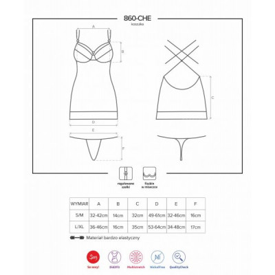 Сорочка Obsessive 860-CHE-3 chemise & thong red L/XL