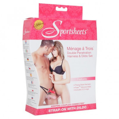 Страпон для двойного проникновения для пары Sportsheets Menage a Trois for Two, диаметр 3,3см Страпон для двойного проникновения для пары Sportsheets Menage a Trois for Two, диаметр 3,3см
