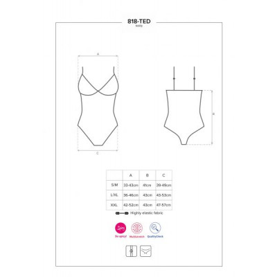Боди Секси Obsessive 818-TED-1 Crotchless teddy L/XL