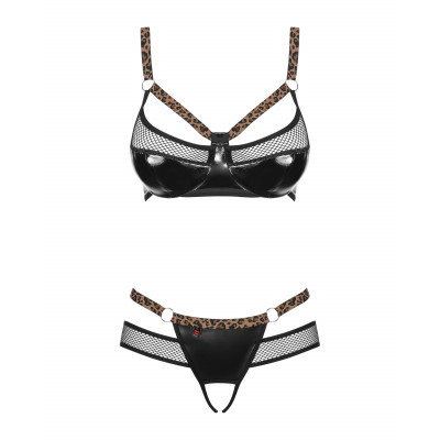Комплект эротичный под кожу Obsessive Electricia Set Black S/M