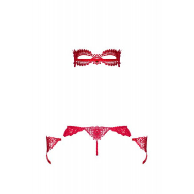 Набор маска+наручники+стринги Obsessive Hetea 3 pcs set red L/XL