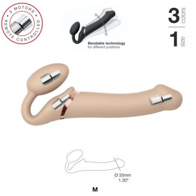 Безремневой страпон с вибрацией Strap-On-Me Vibrating Flesh M, диаметр 3,3см, пульт ДУ, регулируемый Безремневой страпон с вибрацией Strap-On-Me Vibrating Flesh M, диаметр 3,3см, пульт ДУ, регулируемый