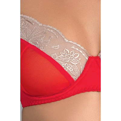Комплект белья LORAINE SET red L/XL - Passion Exclusive: лиф, стринги, пояс для чулок