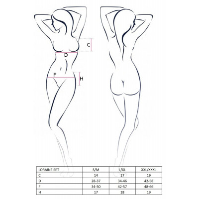 Комплект белья LORAINE SET red L/XL - Passion Exclusive: лиф, стринги, пояс для чулок