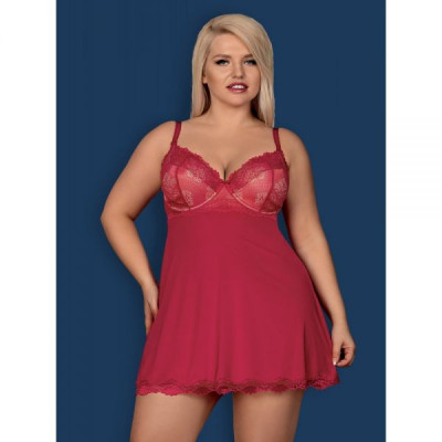 Бебидолл Obsessive Rosalyne babydoll & thong red XXL