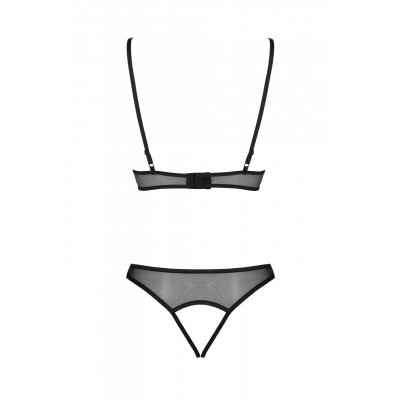 Комплект: бралет з ажурним ліфом та відкритими трусиками Christa Set with Open Bra black XXL/XXXL — Комплект: бралет з ажурним ліфом та відкритими трусиками Christa Set with Open Bra black XXL/XXXL —