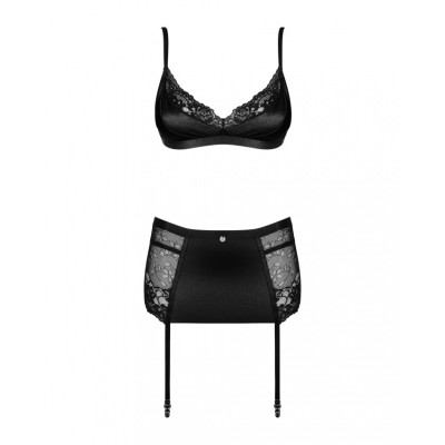 Комплект с поясом для чулок Obsessive Blanita garter belt Black S/M