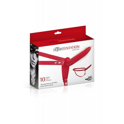 Страпон з вібрацією Fetish Tentation Vibrating Strap-On with Dildo Red Страпон з вібрацією Fetish Tentation Vibrating Strap-On with Dildo Red
