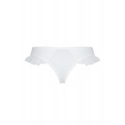 Трусики в горошок, з рюшами та шнурівкою Fatin Thong white L/XL - Passion