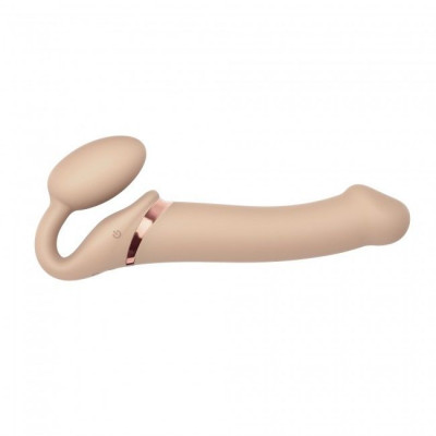 Безремневой страпон с вибрацией Strap-On-Me Vibrating Flesh L, диаметр 3,7см, пульт ДУ, регулируемый Безремневой страпон с вибрацией Strap-On-Me Vibrating Flesh L, диаметр 3,7см, пульт ДУ, регулируемый