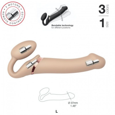 Безремневой страпон с вибрацией Strap-On-Me Vibrating Flesh L, диаметр 3,7см, пульт ДУ, регулируемый Безремневой страпон с вибрацией Strap-On-Me Vibrating Flesh L, диаметр 3,7см, пульт ДУ, регулируемый