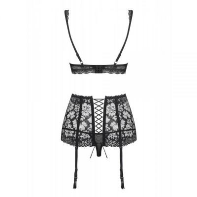 Комплект с поясом для чулок Obsessive 856-SEG-1 3 pcs set S/M