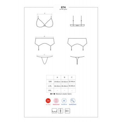 Комплект Obsessive 874-SEG-2 set 3-pcs L/XL