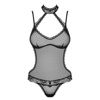 Боди с кружевным декором Claudusia, черное - S/M